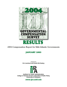 2004 RESULTS 2004 Compensation Report for Mid-Atlantic Governments JANUARY 2005