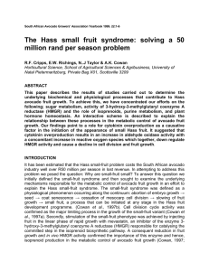The Hass small fruit syndrome: solving a 50