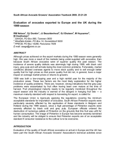 Evaluation of avocados exported to Europe and the UK during... 1999 season