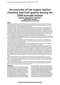 An overview of the export market 2000 avocado season RM Nelson