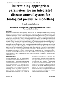 Determining appropriate parameters for an integrated disease control system for biological predictive modelling
