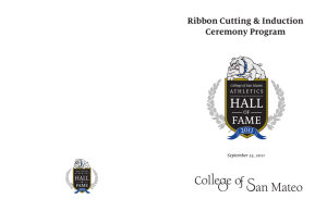 HALL FAME Ribbon Cutting &amp; Induction Ceremony Program