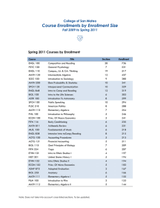 Course Enrollments by Enrollment Size College of San Mateo