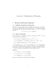 Lecture 6: Classification of Formulas 1 Review of Previous Material 1.1