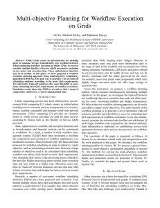 Multi-objective Planning for Workflow Execution on Grids