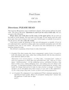 Final Exam Directions; PLEASE READ CSC 173 18 December 2001
