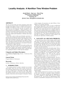 Locality Analysis: A Nonillion Time Window Problem jbrock, hluo, cding @cs.rochester.edu