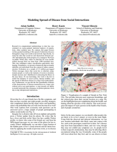 Modeling Spread of Disease from Social Interactions Adam Sadilek Henry Kautz Vincent Silenzio