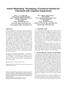 Indoor Wayfinding: Developing a Functional Interface for Individuals with Cognitive Impairments