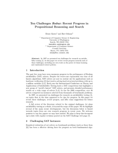 Ten Challenges Redux : Recent Progress in Propositional Reasoning and Search