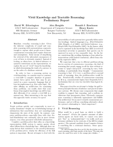 Vivid Knowledge and Tractable Reasoning: Preliminary Report David W. Etherington Alex Borgida