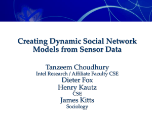 Creating Dynamic Social Network Models from Sensor Data Tanzeem Choudhury Dieter Fox