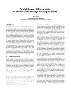 Parallel Sparse LU Factorization on Second-class Message Passing Platforms Kai Shen