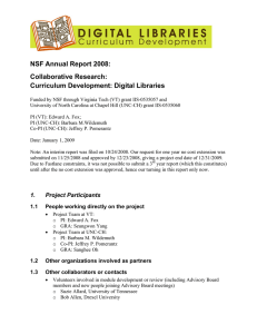 NSF Annual Report 2008: Collaborative Research: Curriculum Development: Digital Libraries