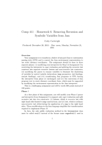 Comp 411 – Homework 6: Removing Recursion and Corky Cartwright