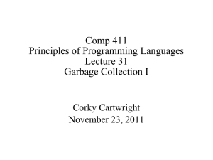 Comp 411 Principles of Programming Languages Lecture 31 Garbage Collection I