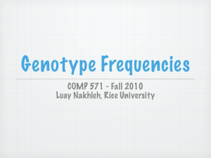 Genotype Frequencies COMP 571 - Fall 2010 Luay Nakhleh, Rice University