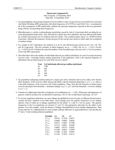 COMP 571 Bioinformatics: Sequence Analysis Homework Assignment #1 Date Assigned: 12 September 2010.