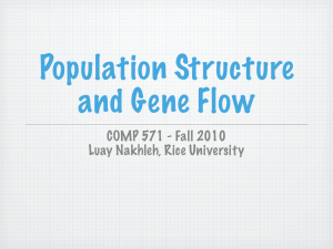 Population Structure and Gene Flow COMP 571 - Fall 2010