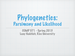 Phylogenetics: Parsimony and Likelihood COMP 571 - Spring 2015 Luay Nakhleh, Rice University