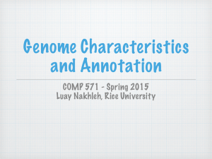 Genome Characteristics and Annotation COMP 571 - Spring 2015 Luay Nakhleh, Rice University