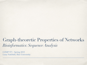 Graph-theoretic Properties of Networks Bioinformatics: Sequence Analysis COMP 571 - Spring 2015
