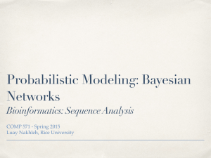 Probabilistic Modeling: Bayesian Networks Bioinformatics: Sequence Analysis COMP 571 - Spring 2015