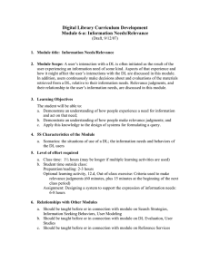 Digital Library Curriculum Development Module 6-a: Information Needs/Relevance