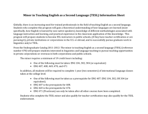 Minor in Teaching English as a Second Language (TESL) Information...