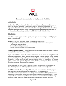 It is the policy of Western Kentucky University to provide... request for qualified individuals with a disability who are employees... Reasonable Accommodations for Employees with Disabilities