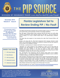 Florida Legislature Set to Review Ending PIP / No-Fault HEADER HERE December 2015