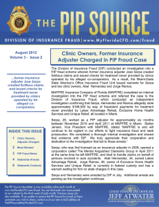 Clinic Owners, Former Insurance Adjuster Charged in PIP Fraud Case HEADER HERE