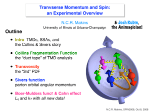 • Outline Tranvserse Momentum and Spin: an Experimental Overview