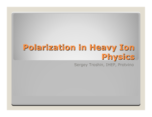 Polarization in Heavy Ion Physics Sergey Troshin, IHEP, Protvino