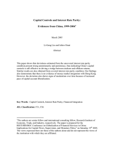 Capital Controls and Interest Rate Parity: Evidences from China, 1999-2004