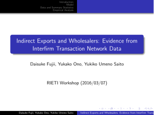 Indirect Exports and Wholesalers: Evidence from Interfirm Transaction Network Data