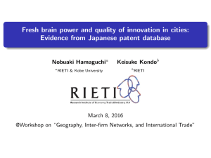 Fresh brain power and quality of innovation in cities: Nobuaki Hamaguchi