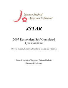 JSTAR  2007 Respondent Self-Completed Questionnaire