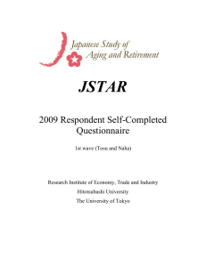 JSTAR  2009 Respondent Self-Completed Questionnaire