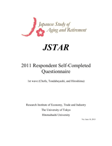 JSTAR  2011 Respondent Self-Completed Questionnaire