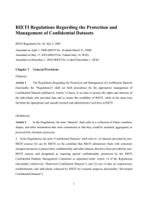 RIETI Regulations Regarding the Protection and Management of Confidential Datasets