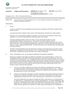 EL PASO COMMUNITY COLLEGE PROCEDURE 2.01.03.14 Policies and Procedures