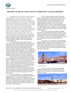 HISTORY OF THE EL PASO COUNTY COMMUNITY COLLEGE DISTRICT