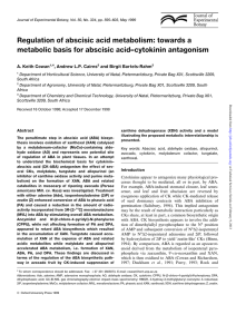 Regulation of abscisic acid metabolism: towards a