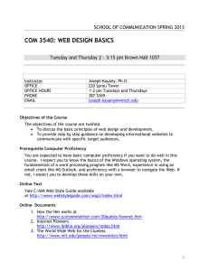 COM 3540: WEB DESIGN BASICS  SCHOOL OF COMMUNICATION SPRING 2013