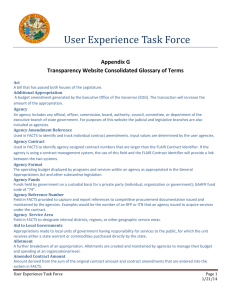 Appendix G Transparency Website Consolidated Glossary of Terms