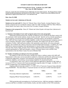 STUDENT SERVICES PROGRAM REVIEW Due: June 30, 2008 (Updated)