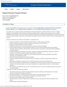 Program Review Submission Student Services Program Review