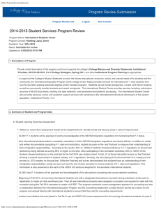 Program Review Submission 2014-2015 Student Services Program Review