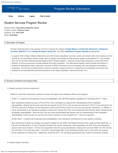 Program Review Submission Student Services Program Review